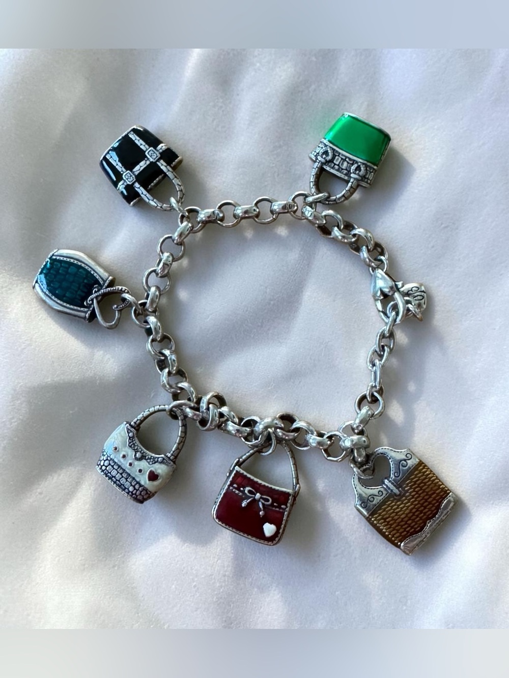 Brighton Enamel Purses Charm Bracelet-Retired